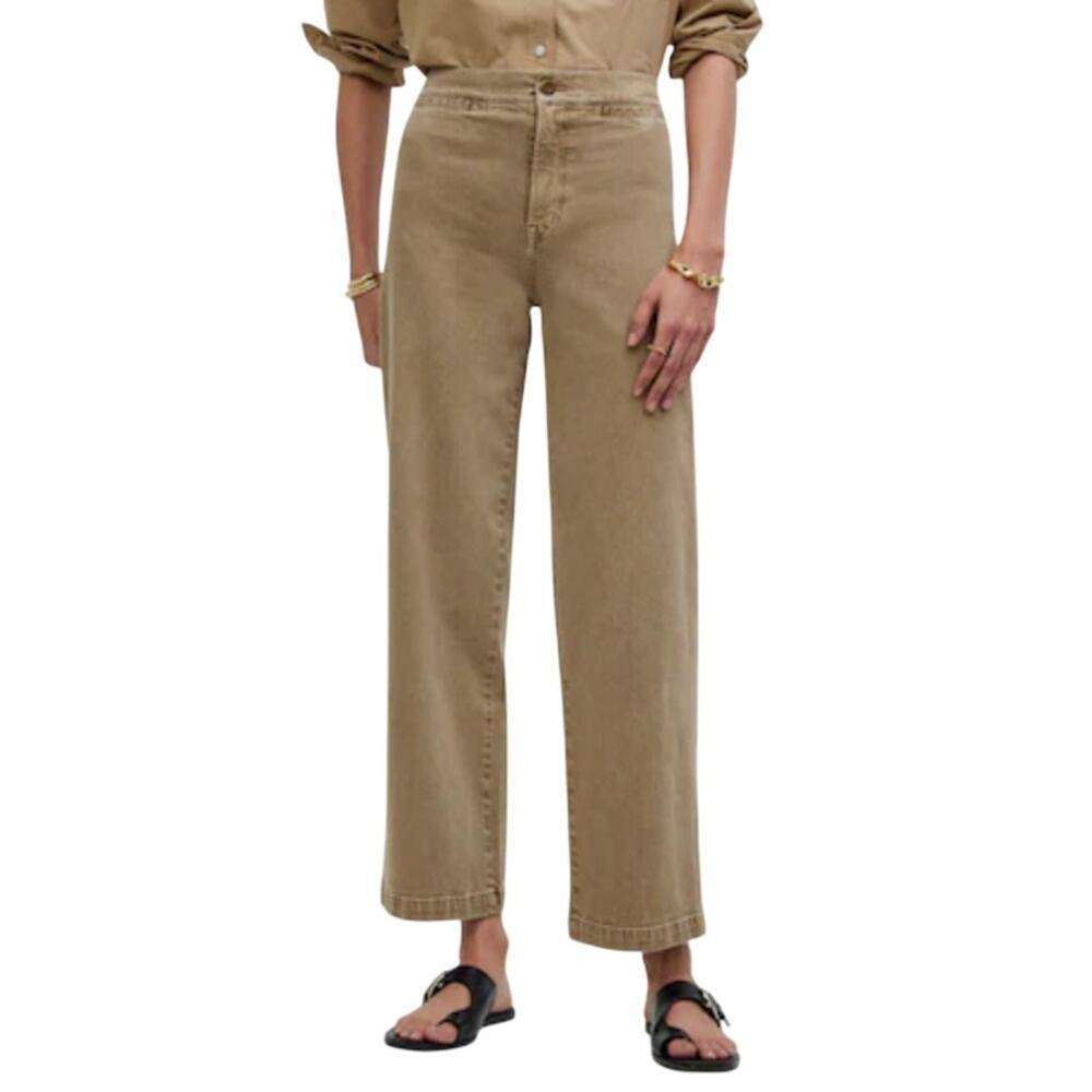 Madewell Emmett Tan Khaki Wide-Leg Crop Welt Pocket Pant Size 27